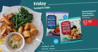 Aldi Wholetail battered salt & vinegar-breaded scampi offer