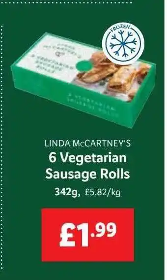 Lidl Linda mc cartney's 6 vegetarian sausage rolls offer