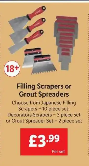 Lidl Filling scrapers or grout spreaders offer