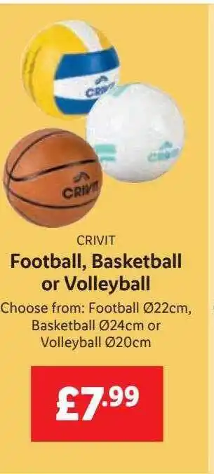 Lidl Crivit football, basketball or volleyball offer