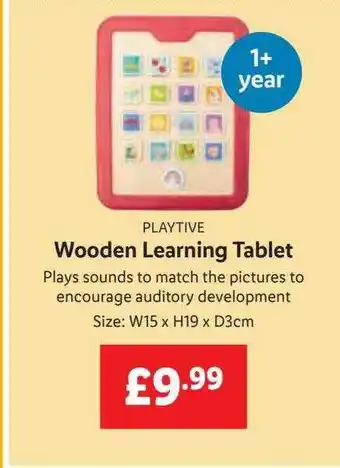 Lidl Playtive wooden learning tablet offer