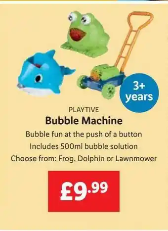 Lidl Playtive bubble machine offer