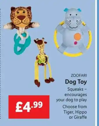 Lidl Zoofari dog toy offer