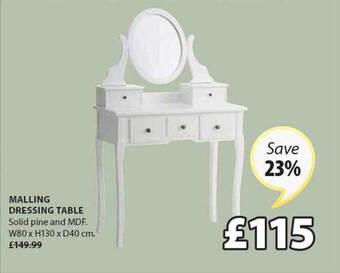 JYSK Malling dressing table offer