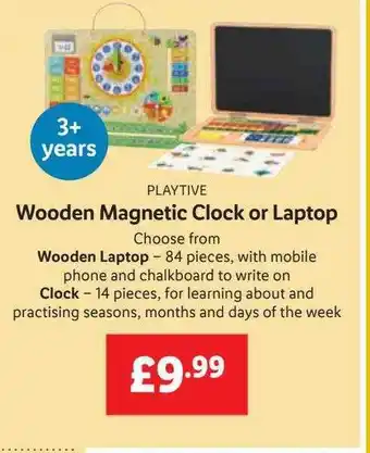 Lidl Playtive wooden magnetic clock or laptop offer