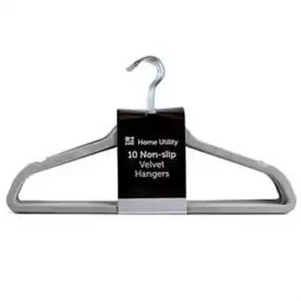 Home Bargains Home utility: 10 non-slip velvet hangers - grey offer