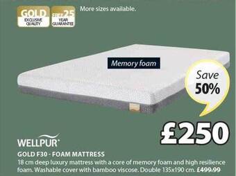 JYSK Wellpur gold f30 foam mattress offer