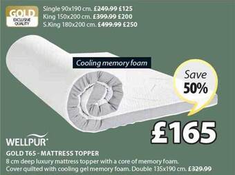 JYSK Wellpur gold t65 mattress topper offer