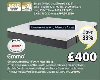 JYSK Emma original foam mattress offer