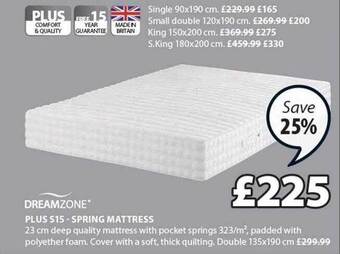 JYSK Dreamzone plus s15 spring mattress offer