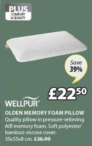 JYSK Wellpur olden memory foam pillow offer