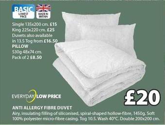 JYSK Anti allergy fibre duvet offer