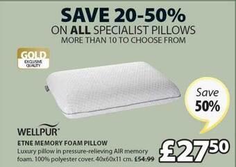 JYSK Wellpur etne memory foam pillow offer