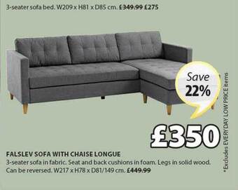 JYSK Falslev sofa with chaise longue offer