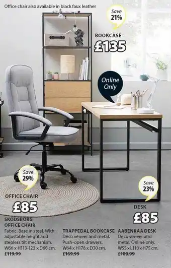 JYSK Skodsborg office chair trappedal bookcase aabenraa desk offer