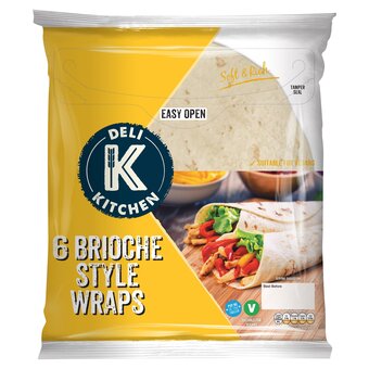 Tesco Deli kitchen 6 brioche style tortilla wraps 366g offer