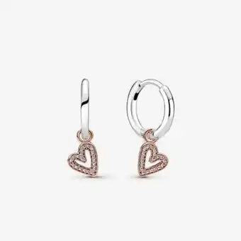 Pandora Sparkling freehand heart hoop earrings offer