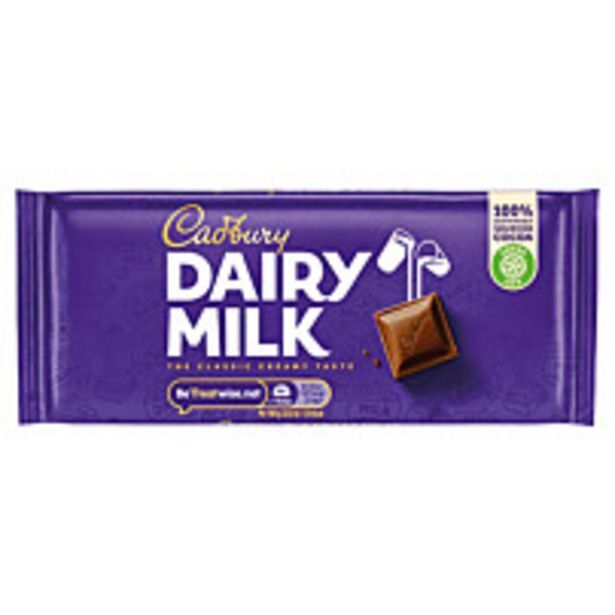 Cadbury dairy milk chocolate bar 110g offer at McColl's