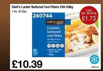 Makro Chef's larder battered cod fillets 230-290g offer