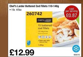 Makro Chef's larder battered cod fillets 110-140g offer