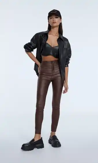 Stradivarius Super high waist coated trousers offer