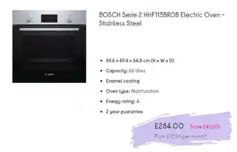 BOSCH Serie 2 HHF113BROB Electric Oven - Stainless Steel
