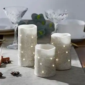 Home Bargains Home collections: 3 pack led copper string light candles - silver offer