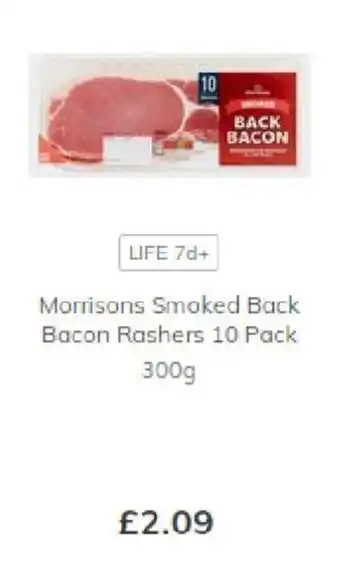 Morrisons Morrisons Smoked Back Bacon Rashers 300g offer