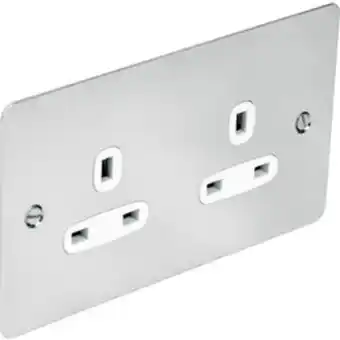 Toolstation Flat plate polished chrome 13a socket 2 gang unswitched offer