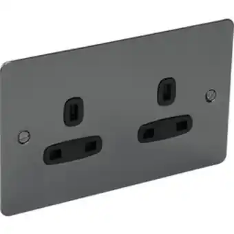 Toolstation Flat plate black nickel 13a socket 2 gang unswitched offer