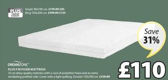 JYSK Dreamzone plus f30 foam mattress offer