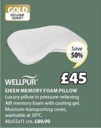 JYSK Wellpur eiken memory foam pillow offer