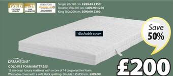 JYSK Dreamzone gold f15 foam mattress offer