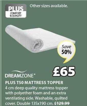 JYSK Dreamzone plus t50 mattress topper offer