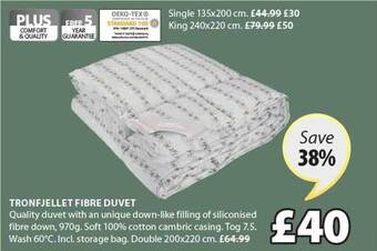 JYSK Tronfjellet fibre duvet offer