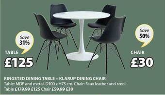 JYSK Ringsted dining table + klarup dining chair offer