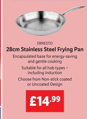 Lidl Ernesto 28 cm stainless steel frying pan offer