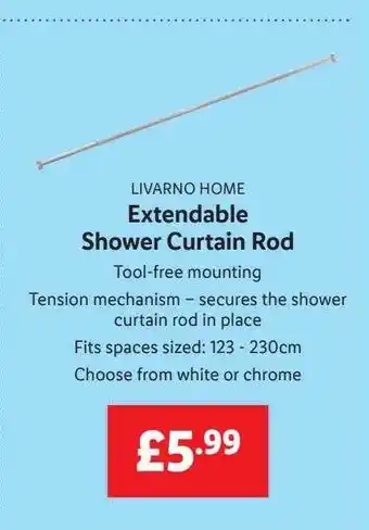 Lidl Livarno home extendable shower curtain rod offer