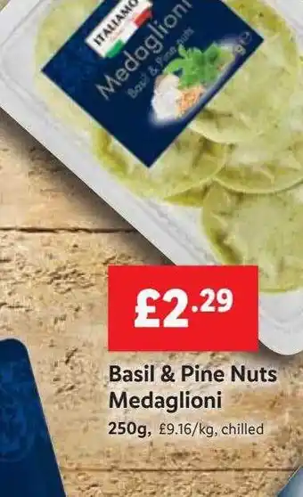 Lidl Italiamo basil & pine nuts medaglioni offer