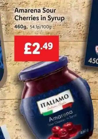 Lidl Italiamo amarena sour cherries in syrup offer