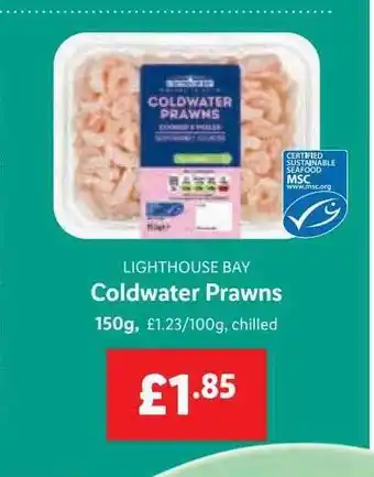 Lidl Lighthouse bay coldwater prawns offer