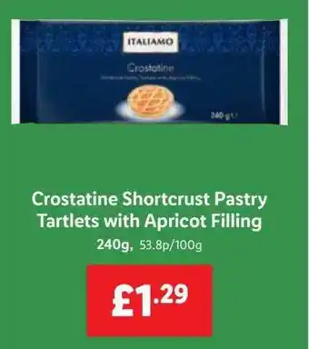 Lidl Italiamo crostatine shortcrust pastry tartlets with apricot filling offer