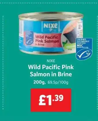 Lidl Nixe wild pacific pink salmon in brine offer