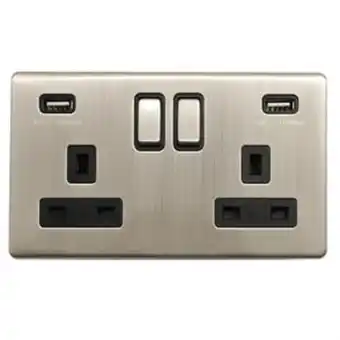 Home Bargains Pifco: 13a brushed double usb socket offer