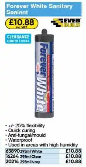 Toolstation Ever build forever white sanitary sealant offer