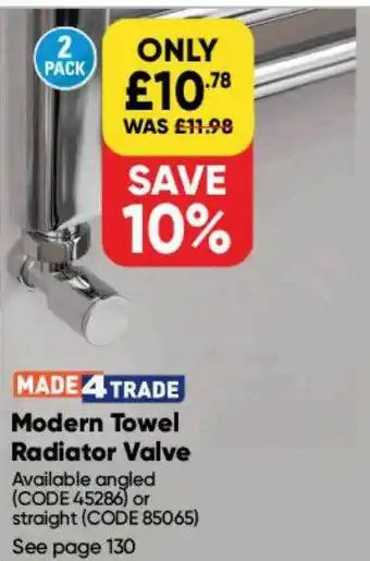 Toolstation Made 4 trade modern towel radiator valve offer