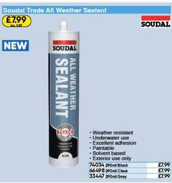 Toolstation Soudal trade all weather sealant offer