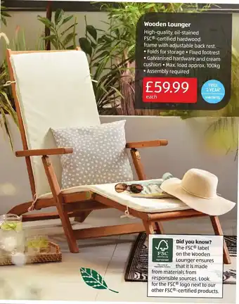 Aldi Wooden Lounger offer