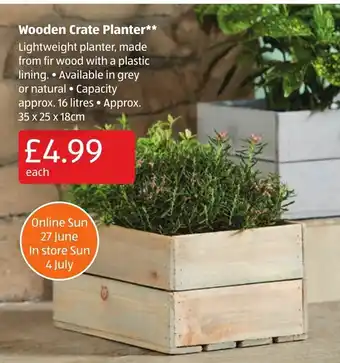 Aldi Wooden Crate planter offer