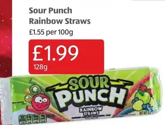 Aldi Sour Punch rainbow Straws 128g offer